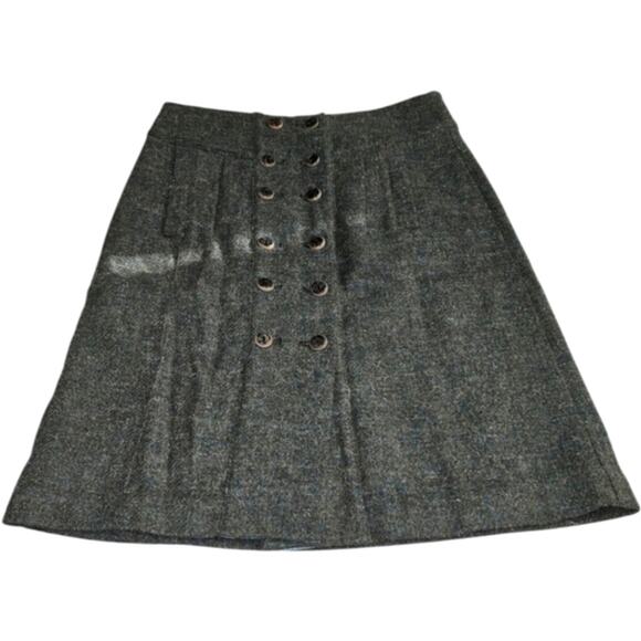 Tyler Boe‎ Tweed Skirt Button Front A-Line Aline Academic Dark Academia Preppy - Picture 1 of 9